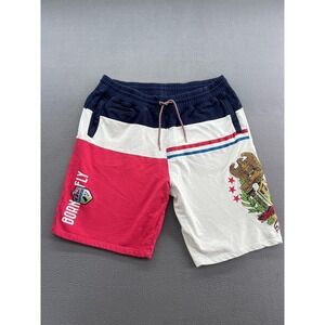 Born Fly Shorts Mens 3XL Crest Embroidered Patch Colorblock Red White Blue